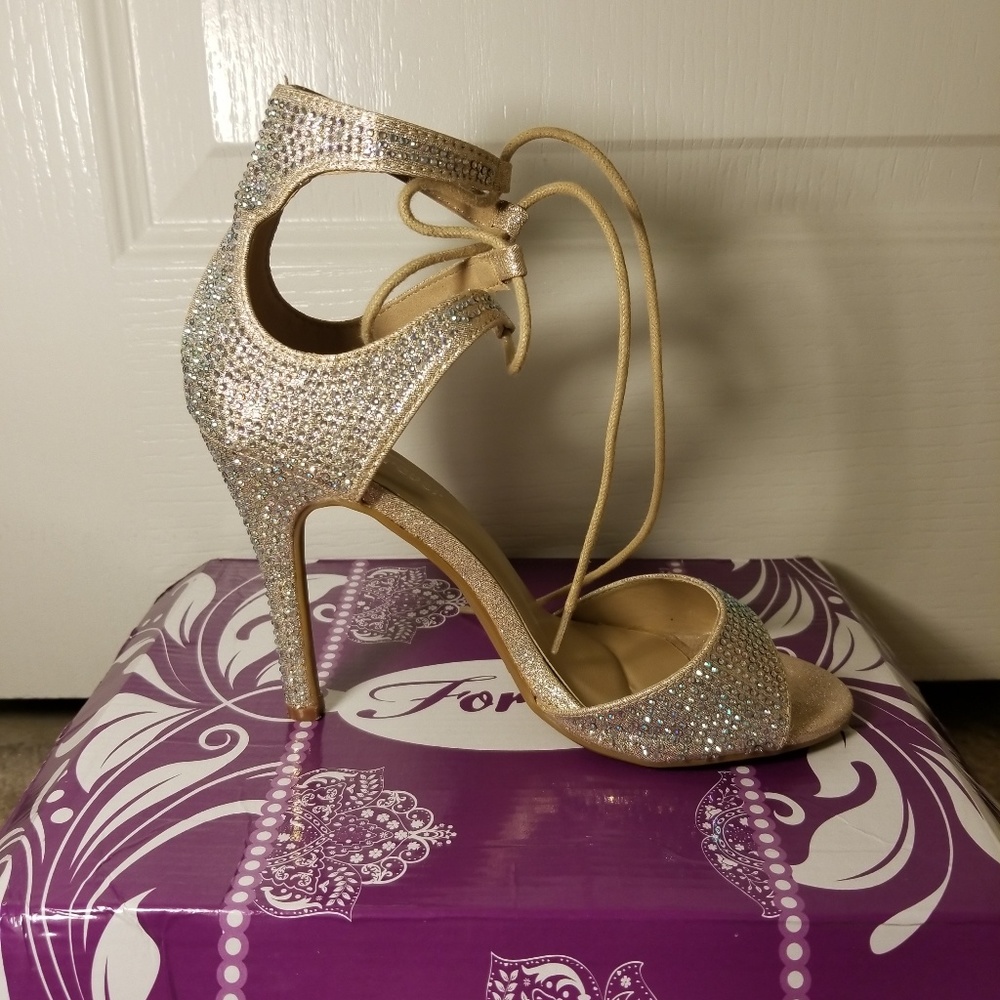 Champagne Rhinestone Heels - Picture 2 of 4
